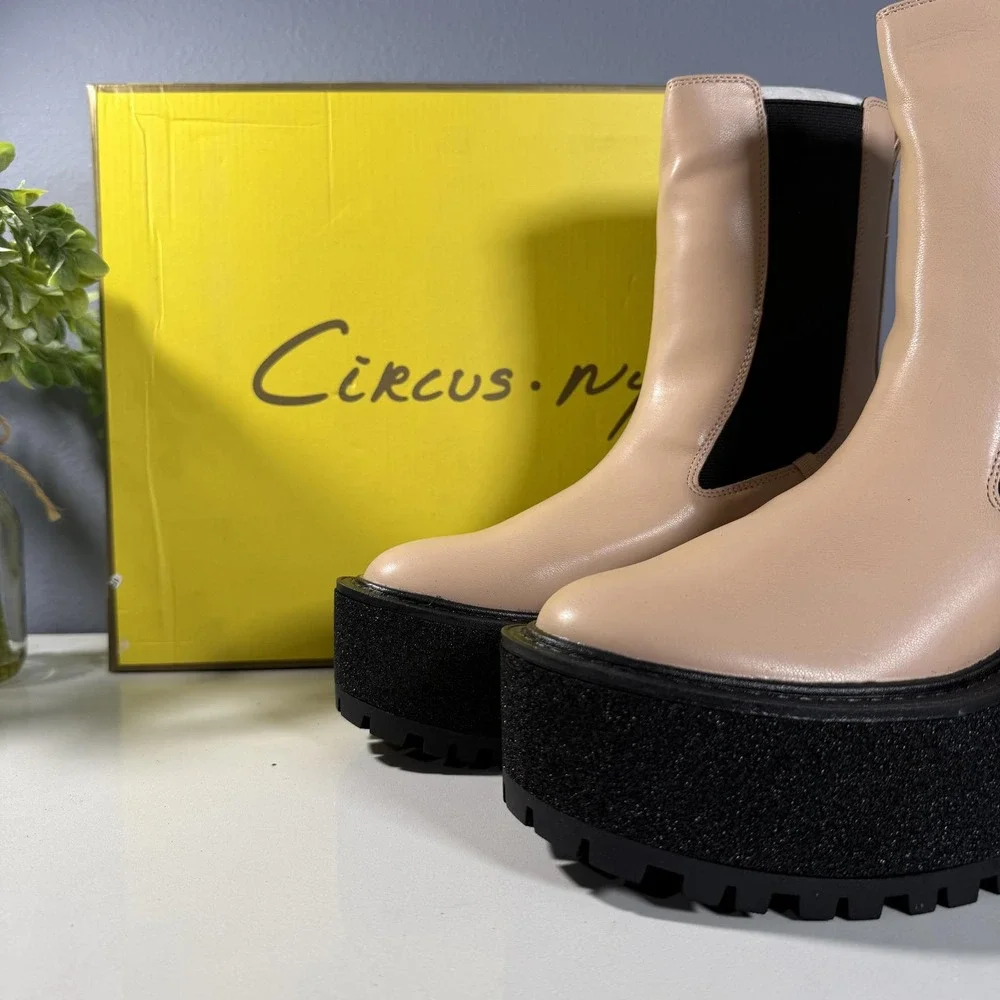 Circus NY Susan Blonde Platform‎ Chelsea Boots Glitter Lug Sole Womens 8M NEW